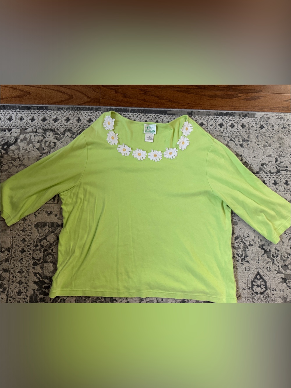 Quaker Factory Daisy Chartreuse/Lime Green Women's Top 3X